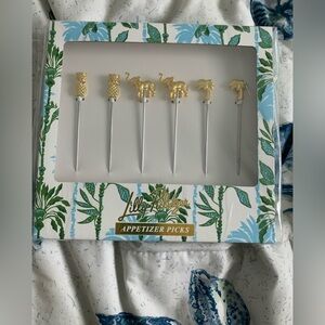 Lilly Pulitzer Gold Appetizer Picks NWT
